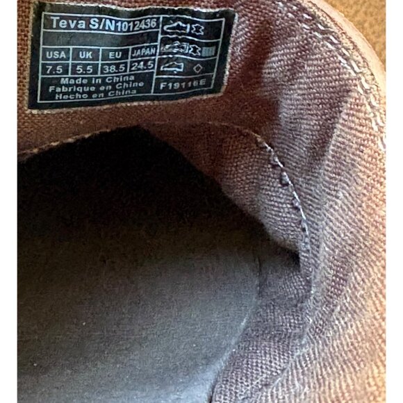 TEVA DELAVINA LEATHER BROWN WOMENS SLIP ON BUCKLE MULE CLOG SHOES SIZE 7.5 - Picture 11 of 11